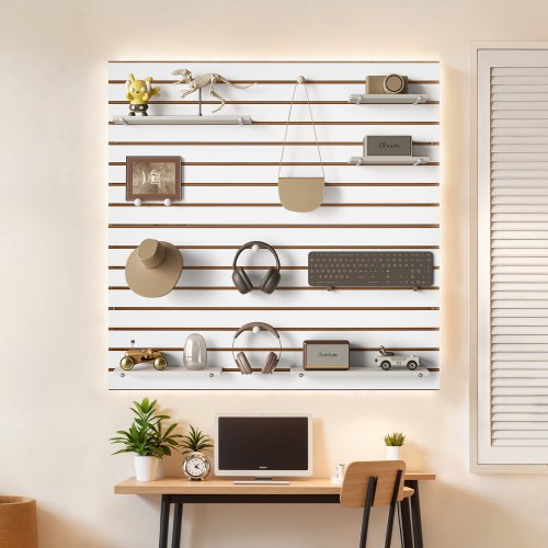 Slat Wall Paneling 4 x 4 ft MDF Garage Slatwall with Modular Design White