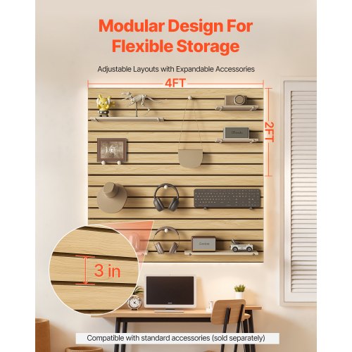 Slat Wall Paneling 4 x 4ft MDF Garage Slatwall with Modular Design