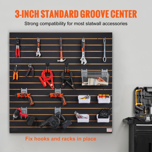 Slatwall Panels 4 ft x 2 ft Black Garage Wall Panels 24H x 48L Set of 2
