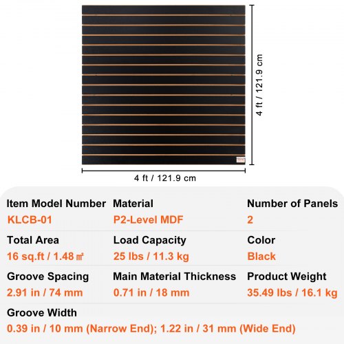 Slatwall Panels 4 ft x 2 ft Black Garage Wall Panels 24H x 48L Set of 2