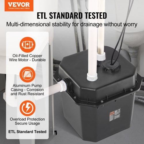 Utility Sink Pump 12 HP 120Volt 3500 GPH Flow 28 ft Head UnderSink