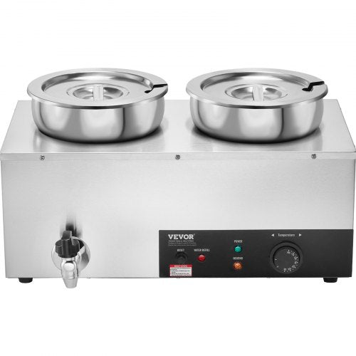 Electric Soup Warmer Dual 7.4QT Stainless Steel Round Pot 1200W Commercial