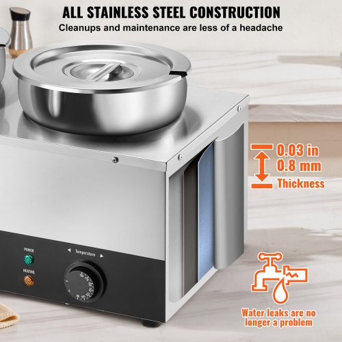 Electric Soup Warmer Three 7.4QT Stainless Steel Round Pot 1200W