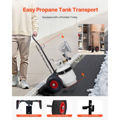 Propane Tank Top Heater with Portable Trolley 15000 BTU Rapid Heating