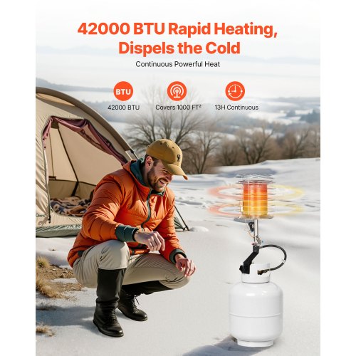 Propane Tank Top Heater 42000 BTU Rapid Heating 360Degree Infrared Radiant