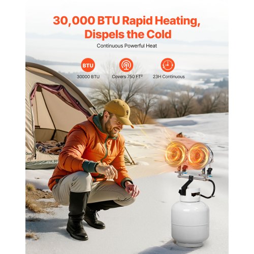 Propane Tank Top Heater 30000 BTU Rapid Heating 180Degree Infrared Radiant