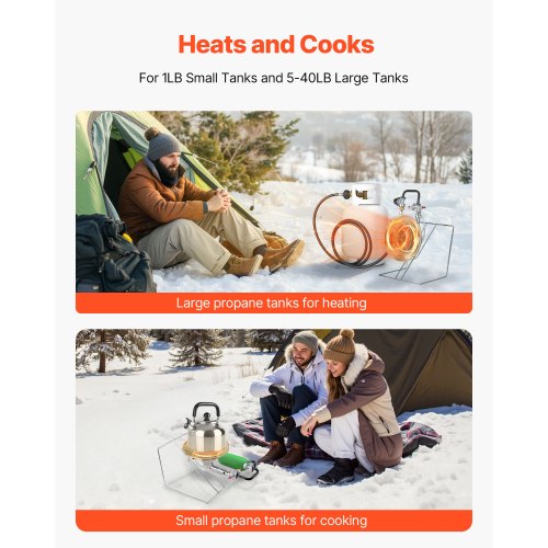 Propane Tank Top Heater for 1lb Small Tanks and 540lb Large Tanks 18000