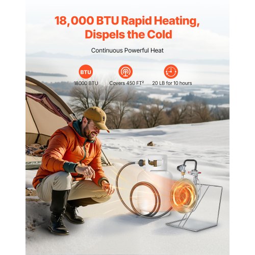 Propane Tank Top Heater for 1lb Small Tanks and 540lb Large Tanks 18000
