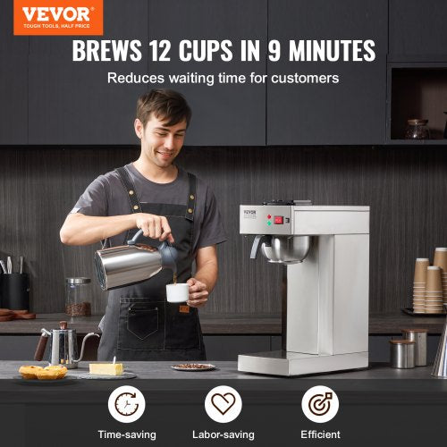 12 Cups Commercial Drip Coffee Maker Coffee Maker Machine with Thermal