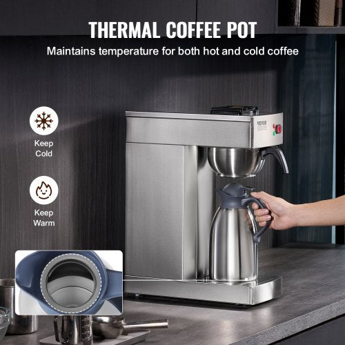 12 Cups Commercial Drip Coffee Maker Coffee Maker Machine with Thermal