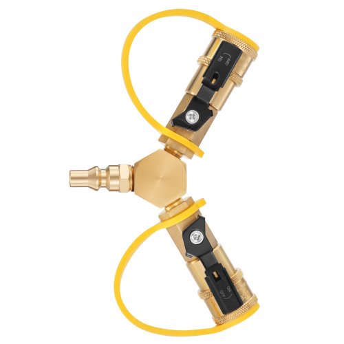 RV Propane Quick Connect Y Splitter Adapter with Shutoff Valve 2 Way 14