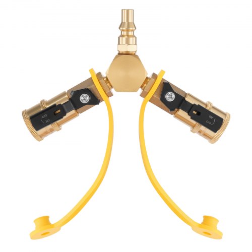 RV Propane Quick Connect Y Splitter Adapter with Shutoff Valve 2 Way 14