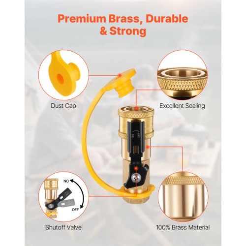 RV Propane Quick Connect Fitting Adapter Valve 7 Pieces 14Inch Male NPT