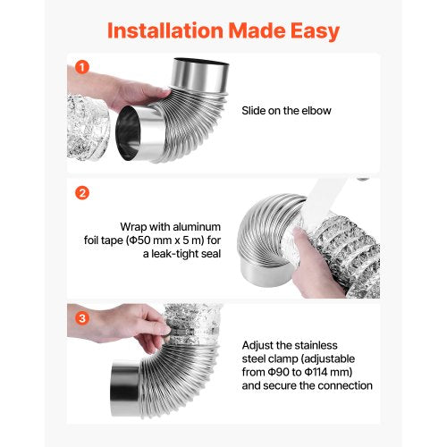 2 Pack Dryer Vent Elbow 90 Degree Hose Connector Kit for 4 Inch Duct