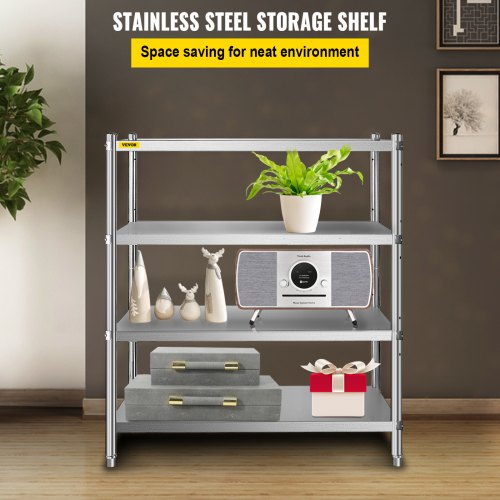 Stainless Steel Shelving 468x185 Inch 4 Tier Adjustable Shelf Storage Unit