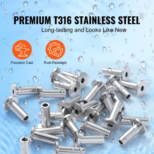 121 Pack T316 Stainless Steel Protector Sleeves for 18 Wire Rope Cable