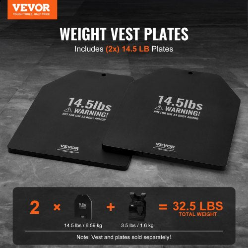 Weight Vest Plates 14.5 LB Pairs Premium Steel Weighted plates Contoured