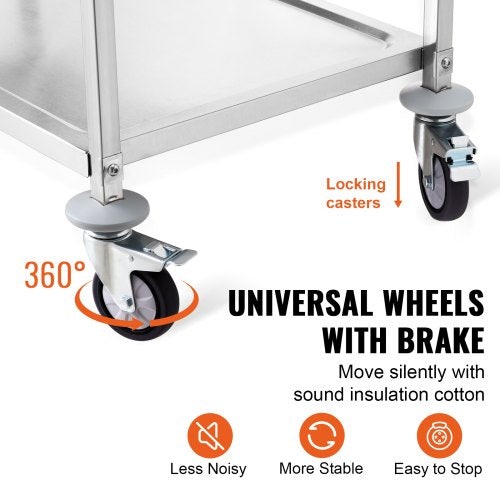 Kitchen Utility Cart 3 Tiers Wire Rolling Cart with 450LBS Capacity Steel