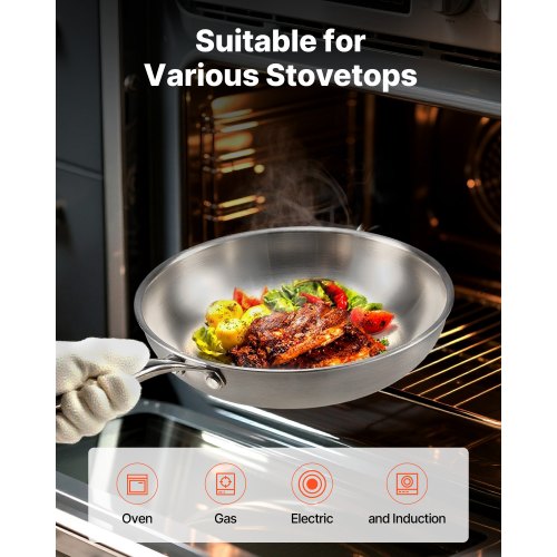 TriPly Stainless Steel Frying Pan 3 Pcs Set 8 10 12 in Cooking