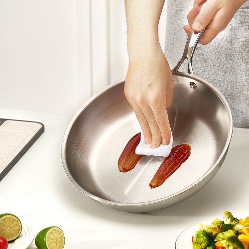 TriPly Stainless Steel Frying Pan 3 Pcs Set 8 10 12 in Cooking