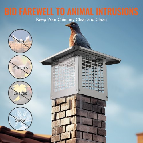 Chimney Cap 13 x 9 inch 304 Stainless Steel Fireplace Chimney Cover Not