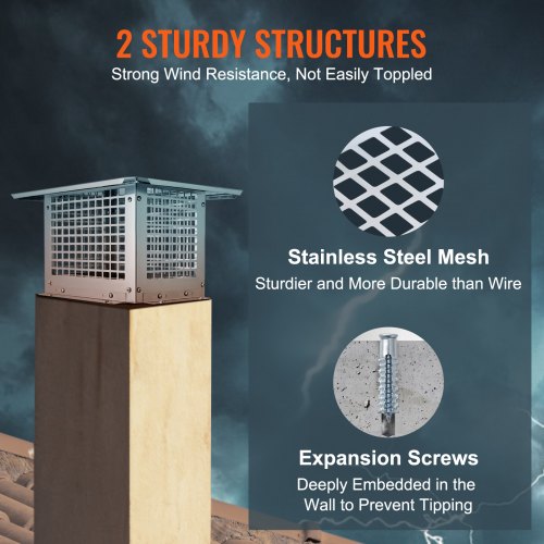 Chimney Cap 12 x 12 inch 304 Stainless Steel Fireplace Chimney Cover Not