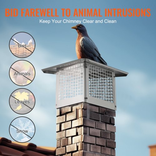 Chimney Cap 12 x 12 inch 304 Stainless Steel Fireplace Chimney Cover Not