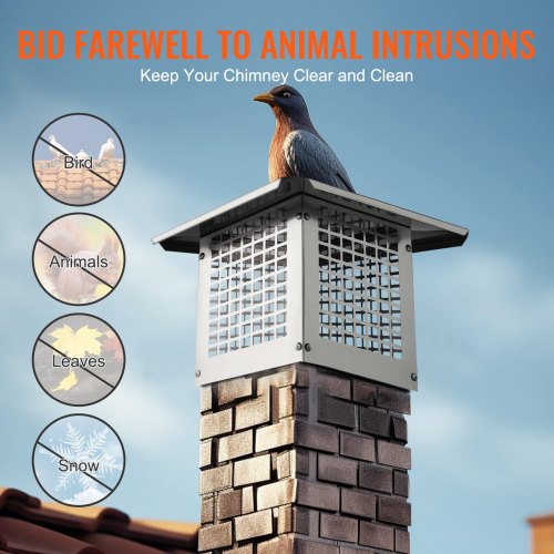 Chimney Cap 9 x 9 inch 304 Stainless Steel Fireplace Chimney Cover Not