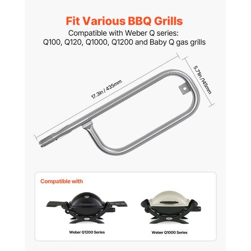 Grill Burner Tube for Weber Q100 Q120 Q1000 Q1200 Baby Q Gas Grills 17