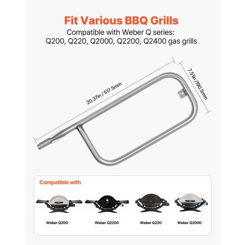 Grill Burner Tube for Weber Q200 Q220 Q2000 Q2200 Q2400 205 inch 304