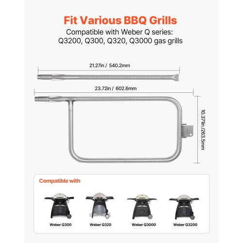 Grill Burner Tube for Weber Q3200 Q300 2013 earlier Q320 Q3000 2014