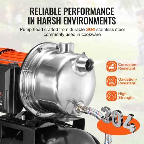 1.6 HP Shallow Well Pump with Pressure Tank 1320 GPH Automatic Irrigation