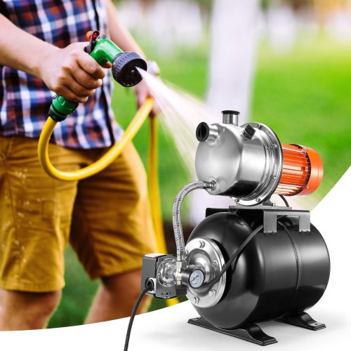 1.6 HP Shallow Well Pump with Pressure Tank 1320 GPH Automatic Irrigation