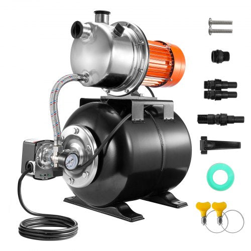 1.6 HP Shallow Well Pump with Pressure Tank 1320 GPH Automatic Irrigation