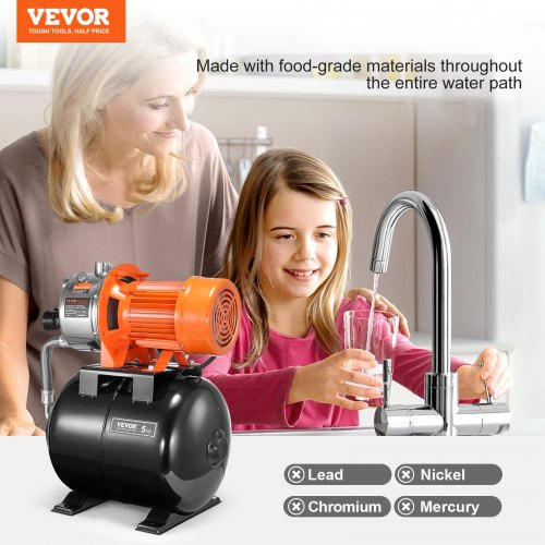 1.6 HP Shallow Well Pump with Pressure Tank 1320 GPH Automatic Irrigation