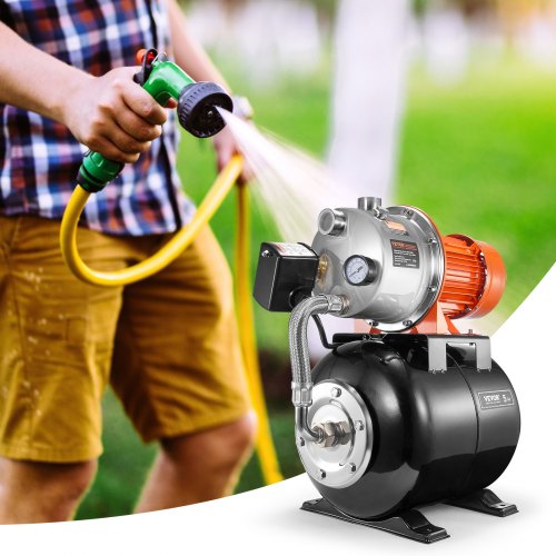 1.6 HP Shallow Well Pump with Pressure Tank 1320 GPH Automatic Irrigation