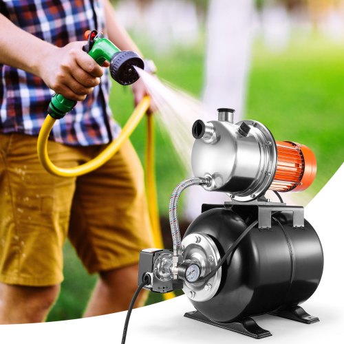 1 HP Shallow Well Pump with Pressure Tank 1000 GPH Automatic Irrigation