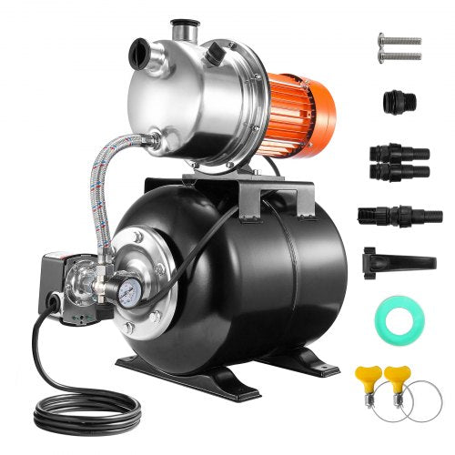 1 HP Shallow Well Pump with Pressure Tank 1000 GPH Automatic Irrigation