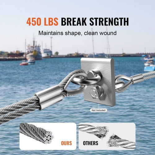 Wire Rope Kit 116 330 ft 304 Stainless Steel Cable with 80 Sleeves and 20