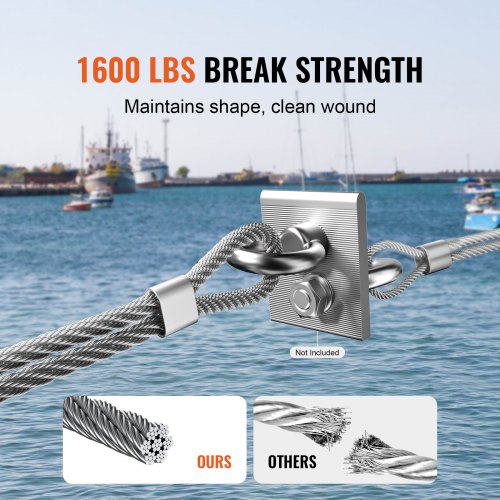 Wire Rope Kit 18 600 ft 316 Stainless Steel Cable with Cutter and Gloves