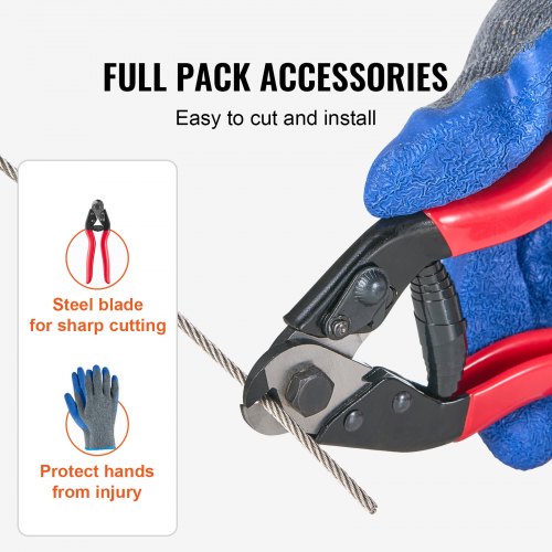 Wire Rope Kit 18 600 ft 316 Stainless Steel Cable with Cutter and Gloves