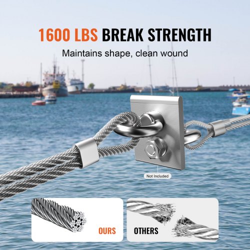 Wire Rope Kit 18 1000 ft 316 Stainless Steel Cable with Cutter and Gloves