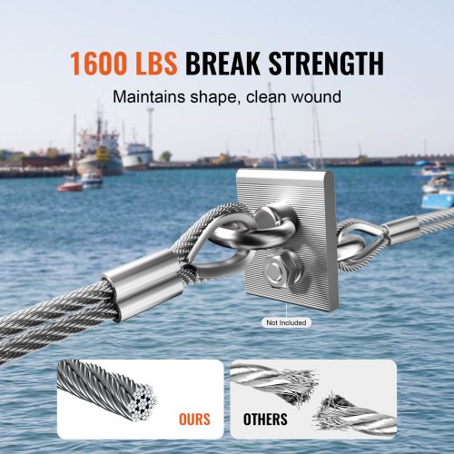 Wire Rope Kit 18 100 ft 316 Stainless Steel Cable with 20 Sleeves and 10