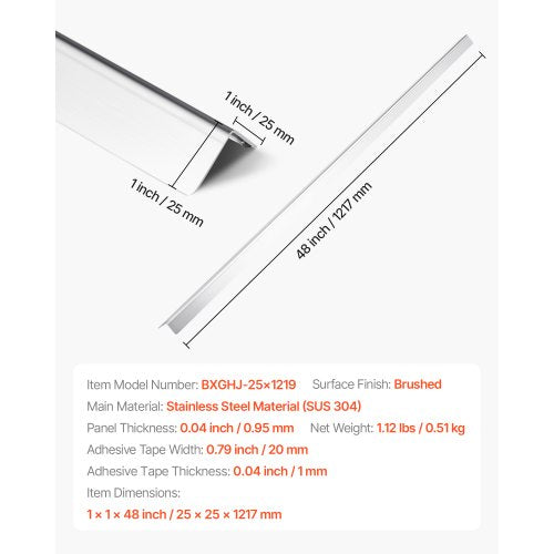 Stainless Steel Wall Corner Protector 1 x 1 x 48 inch 10 Pack Metal Corner