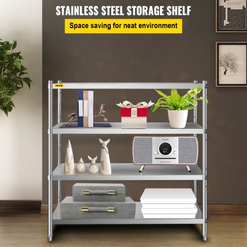 Stainless Steel Shelving 60x185 Inch 4 Tier Adjustable Shelf Storage Unit