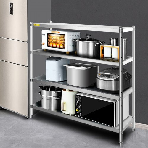 Stainless Steel Shelving 60x185 Inch 4 Tier Adjustable Shelf Storage Unit