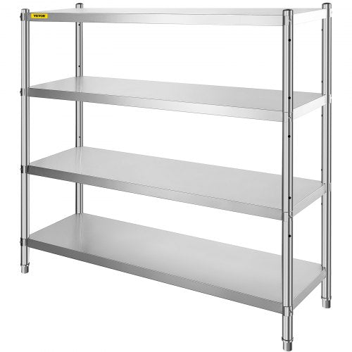 Stainless Steel Shelving 60x185 Inch 4 Tier Adjustable Shelf Storage Unit
