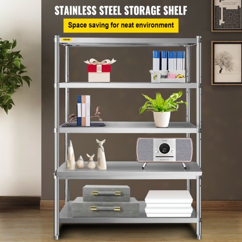 Stainless Steel Shelves 48x185 Inch 5 Tier Adjustable Shelf Storage Unit