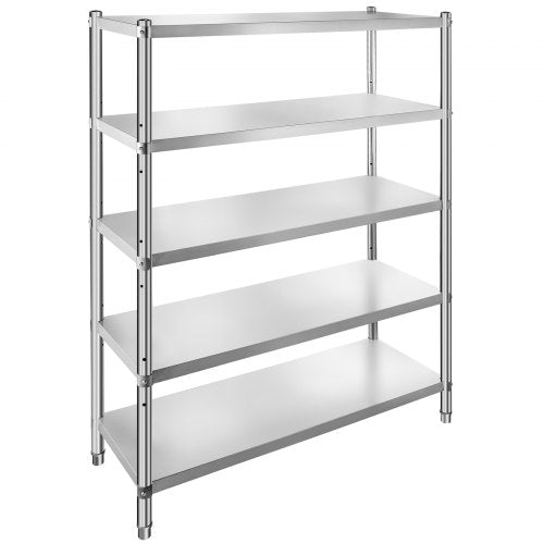 Stainless Steel Shelves 48x185 Inch 5 Tier Adjustable Shelf Storage Unit