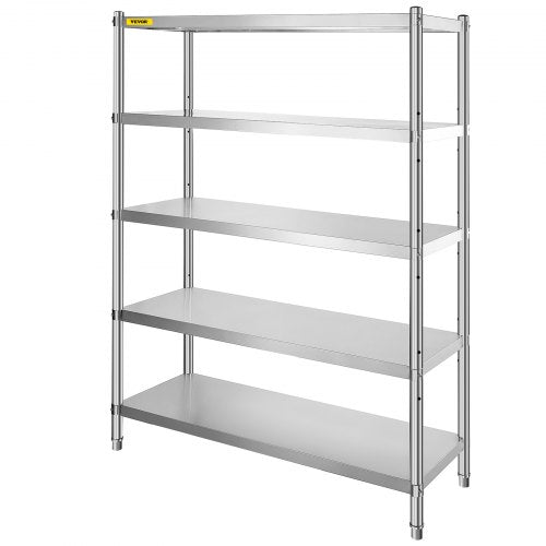 Stainless Steel Shelves 48x185 Inch 5 Tier Adjustable Shelf Storage Unit